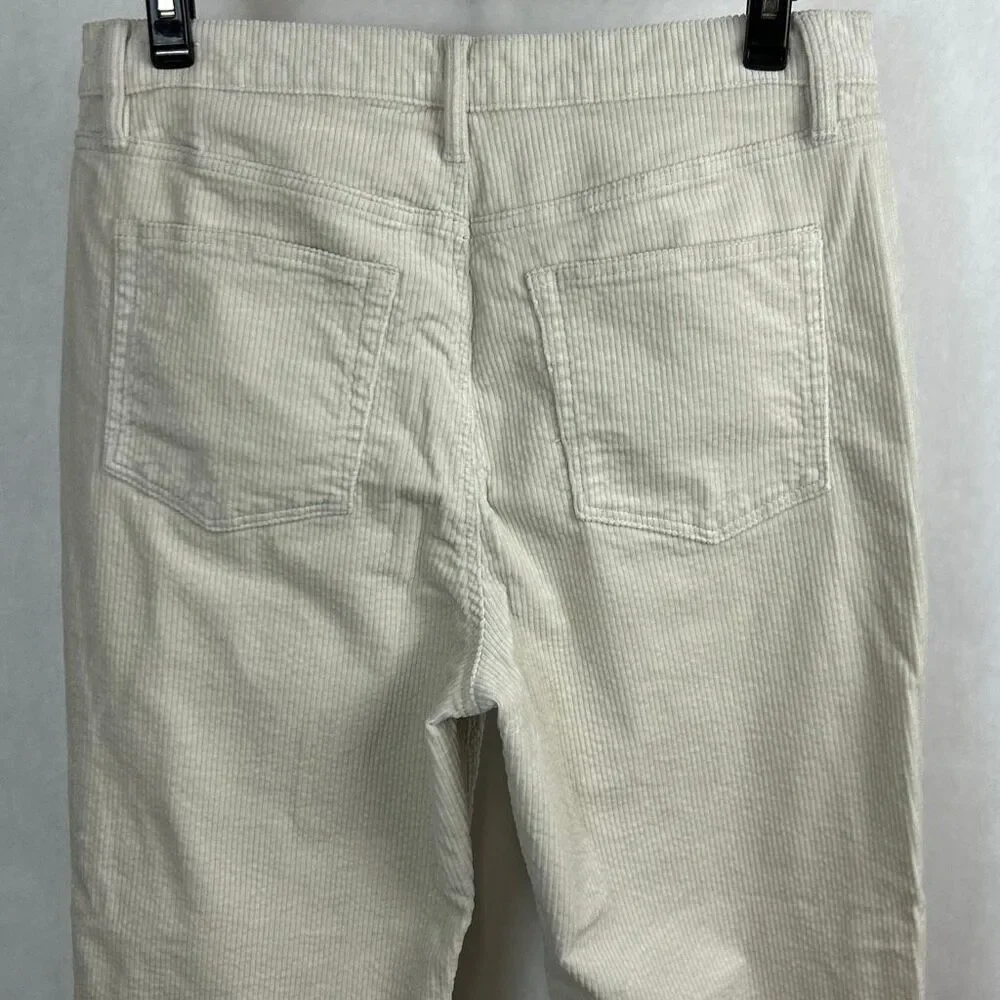 Loft Corduroy Trousers Pants Sz 12 / 31 Cream Raw Hem High Rise Straight 25.5” I
